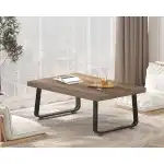 HSH Farmhouse Modern Simple Oak Center Table - Industrial Minimalist Rectangle Living Room Coffee Table, Wood and Metal, Rustic Oak, 39 in - Image 6