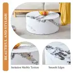3 Piece Coffee Table Set of 3, Round Coffee Table and End Table Sets with Faux Marble Cylinder, Mordern Coffee Tables and Side Table Set for Living Room Apartment Office, No Assembling, White X 3 - Image 4