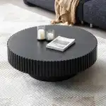 KEVINSPACE Black Round Coffee Table for Living Room Wood CoffeeTableRound Wood CoffeeTabl CircleCoffeeTable Modern Farmhouse Center TableCoffee Table Home Furniture 39.37" - Image 7