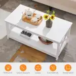 Yaheetech Wood 2-Tier White Coffee Table with Storage Shelf for Living Room, X Design Accent Cocktail Table, Simple Design Home Furniture, 39.5 x 20 x 18 Inches - Image 5