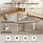 dnziqi 35.5" Small Triangle Coffee Table for Living Room, Tempered Glass Top & Sturdy Metal Legs, Space-Saving Modern Center Table for Apartments, Compact Oval Design with Easy Assembly - Image 3
