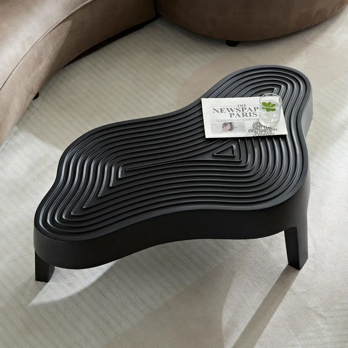 KEVINSPACE Cloud Coffee Table for Living Room Modern Coffee Table Coffee Table Mid-Century Irregular Indoor Tea Table with 4 Legs NO Need Assembly Accent Furniture Minimalist D cor 47.24" Black - Image 5