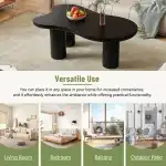 Merax 44" Cloud-Shaped Wooden Coffee Table Cream Style CenterTable with 3 Thick Legs,Minimalist Irregular EndTable - Image 6