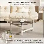 dnziqi 35.5" Small Triangle Coffee Table for Living Room, Tempered Glass Top & Sturdy Metal Legs, Space-Saving Modern Center Table for Apartments, Compact Oval Design with Easy Assembly - Image 5