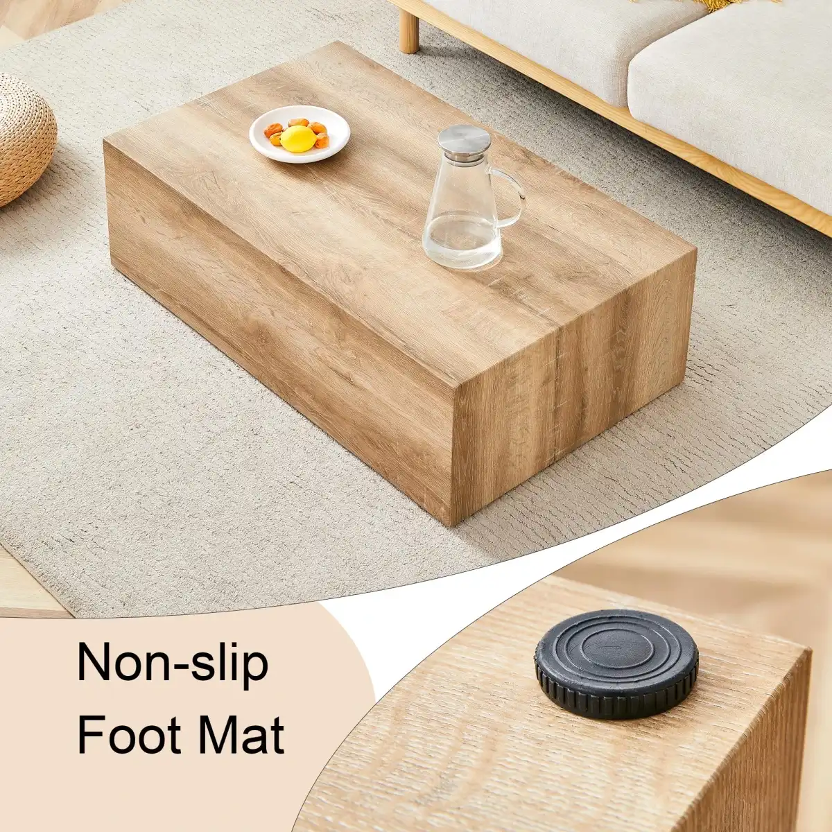 Modern Wood-Like Coffee Table Wood Grain, Rectangle Wood Center Table for Living Room,Contemporary Cocktail Center Table for Home,No Assembly - Image 8
