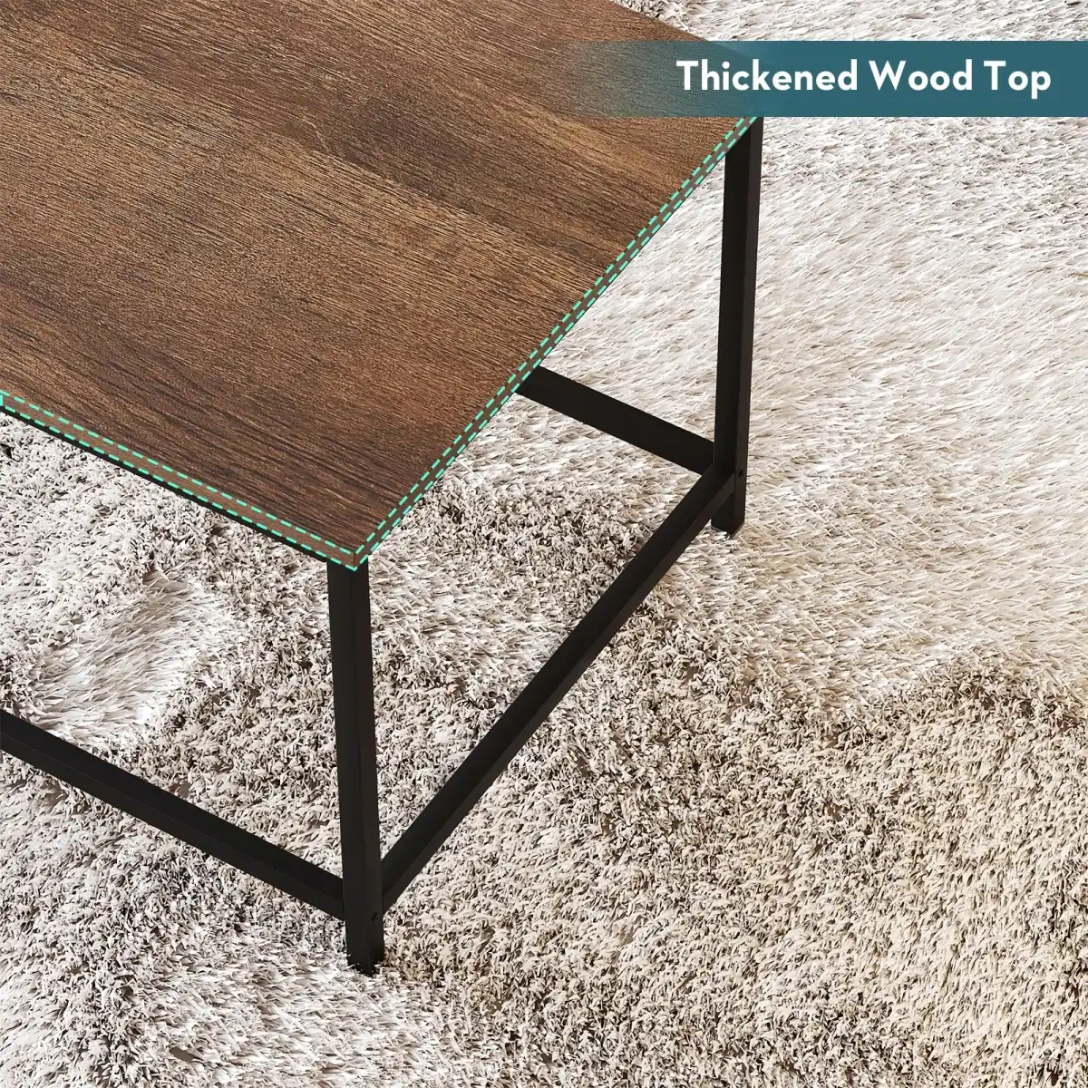 SAYGOER Coffee Table Simple Modern Rectangular Center Table Open Space Minimalist for Living Room Home Office Industrial Cocktail Tables, 39.37 x 19.69 x 17.72, Dark Walnut - Image 3