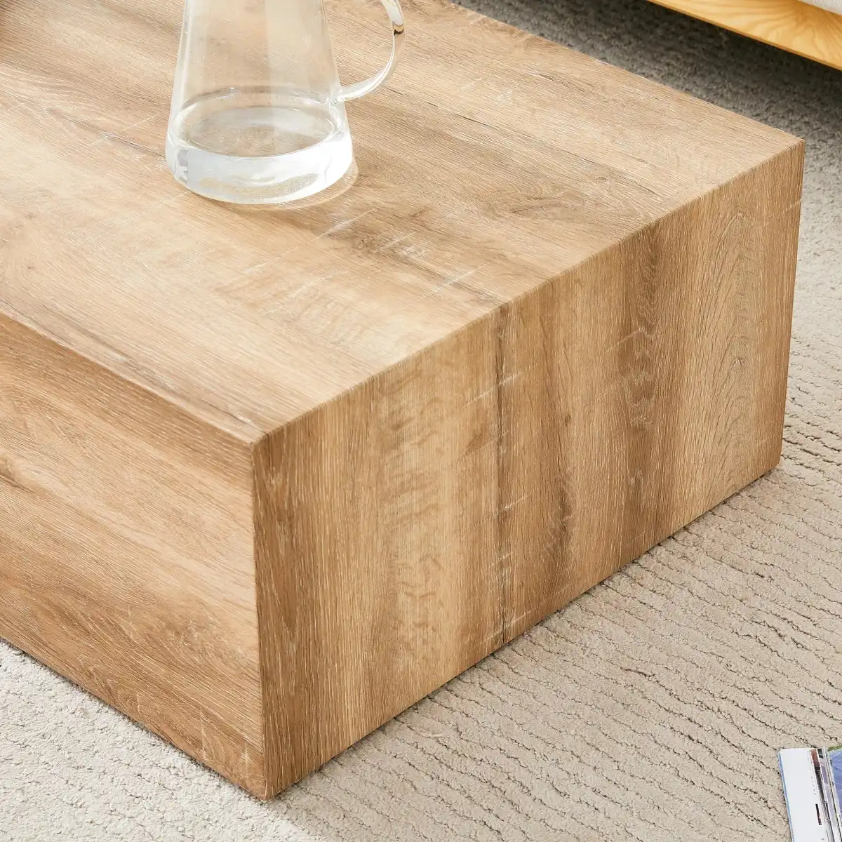 Modern Wood-Like Coffee Table Wood Grain, Rectangle Wood Center Table for Living Room,Contemporary Cocktail Center Table for Home,No Assembly - Image 3