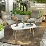 WOHOMO Folding Coffee Table 39.3'' White Coffee Tables for Living Room Portable Simple Modern Rectangular Center Table for Small Spaces, No Assembly, White-Htp - Image 7